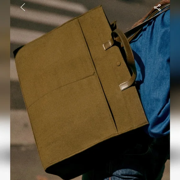 Nwt! Sezane le cabas tote bag in khaki - Picture 1 of 10